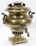 100438 RUSSIAN BRASS SAMOVAR ANTIQUE H 11