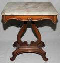 091523 VICTORIAN STYLE MAHOGANY MARBLE TOP TABLE