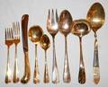 121605 GILT STAINLESS FLATWARE FOR EIGHT 44 PIECES