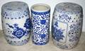 120498 CHINESE PORCELAIN GARDEN SEATS AND UMBRELLA JAR