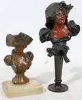 020515 FRENCH SPELTER BUSTS OF LADIES ON PEDESTALS
