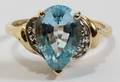011565 14KT YELLOW GOLD AQUAMARINE  DIAMOND RING