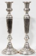 121612 SILVERPLATE CANDLESTICKS PAIR H 20