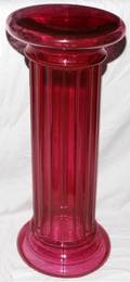100497 CRANBERRY GLASS FLUTED PEDESTAL H 21 DIA 16