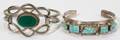 100480 NAVAJO SILVER CUFF BRACELET WITH TURQUOISE AND