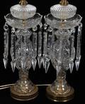 092505 AMERICAN CUT CRYSTAL  PRESSED GLASS LAMPS