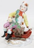 121030 ROYAL VIENNA PORCELAIN FIGURE BOY ON A SLED