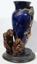 121002 DOULTON LAMBETH COBALT GLAZED STONEWARE VASE