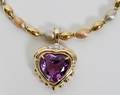 120009 20 CT AMETHYST  20 CT DIAMOND 14KT PENDANT