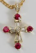 120045 100 CT DIAMOND  80 CT RUBY CROSS L 1