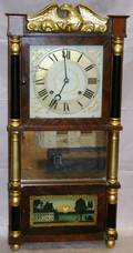 020037 JOSEPH IVES TRIPLE DECK MANTLE CLOCK C1820