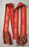 Northeast red green and tan wool assumption sash midlate 19th c