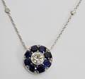012059 240CT SAPPHIRE  DIAMOND CLUSTER NECKLACE L 1