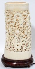 010003 CHINESE CARVED IVORY LAMP H 9 12 L 4 78