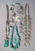 Group of southwest silver and turquoise jewelry
