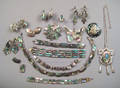 Group of Mexican silver and abalone jewelry