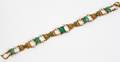 121025 18KT GOLD EMERALD  SEED PEARL BRACELET