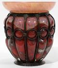 121002 SCHNEIDER FRENCH ART GLASS  METAL VASE