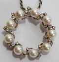 120004 14KT WGOLD PEARL  DIAMOND PENDANT NECKLACE