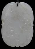 111014 CHINESE CARVED WHITE JADE MEDALLION 3 X 2