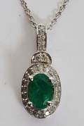 111033 EMERALD PENDANT WITH 14KT GOLD NECK CHAIN