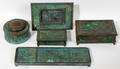 111023 TIFFANY STUDIOS GLASS DESK ACCESSORIES 5 PCS