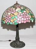 101036 AMERICAN LEADED SLAG GLASS  METAL TABLE LAMP