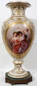 100007 SEVRES HAND PAINTED  FIRED GOLD PORCELAIN URN