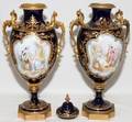 092050 SEVRES PORCELAIN DOUBLE HANDLED URNS 19TH C
