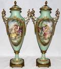 091012 FRENCH PORCELAIN COVERED URNS C 1900