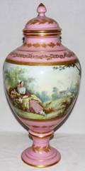 091007 SEVRES PORCELAIN COVERED URN SIGNED S BULEAU