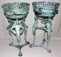091058 BRONZE GARDEN PLANTERS PAIR H 33 DIA 16