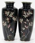 011073 JAPANESE SILVERMOUNTED CLOISONN VASES C 1900
