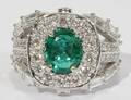 042068 400 CT DIAMOND  2CT NATURAL EMERALD RING