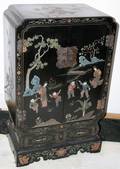 041075 CHINESE BLACK LACQUER CABINET MID 20TH C