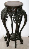 041069 CHINESE CARVED TEAKWOOD PLANT STAND H 31
