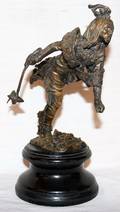 122063 CARL KAUBA BRONZE SCULPTURE INDIAN WTOMAHAWK