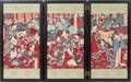 051165 JAPANESE WOODBLOCK THREEPANEL SCREEN H 20