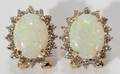 050062 14KT GOLD OPAL AND DIAMOND EARRINGS