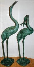 042101 BRONZE GARDEN FOUNTAIN CRANES 2 H 60  72