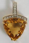 042091 YELLOW GOLD 32CTS CITRIN DIAMOND HEART PENDANT