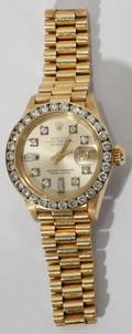 042083 LADYS 18KT YGOLD  DIAMOND ROLEX WATCH
