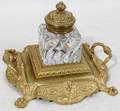 041119 VICTORIAN GILT METAL INKSTAND LATE 19TH C