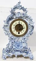 041110 CONTINENTAL PORCELAIN MANTEL CLOCK 19TH C
