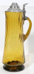 041084 GERMAN AMBER GLASS TANKARD 19TH C H 14
