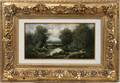 032075 FERDINAND BONHEUR OIL ON BEVELED WOOD PANEL