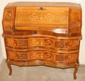 030082 FRUITWOOD  MARQUETRY DROP FRONT SECRETARY DESK