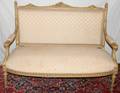 011139 CARVED WALNUT  UPHOLSTERED SETTEE C 1890