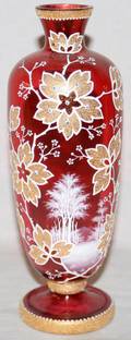 011123 CRANBERRY GLASS VASE C 1880 H 8 12