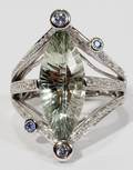 010074 14KT WHITE GOLD DIAMOND TOPAZ  SAPPHIRE RING